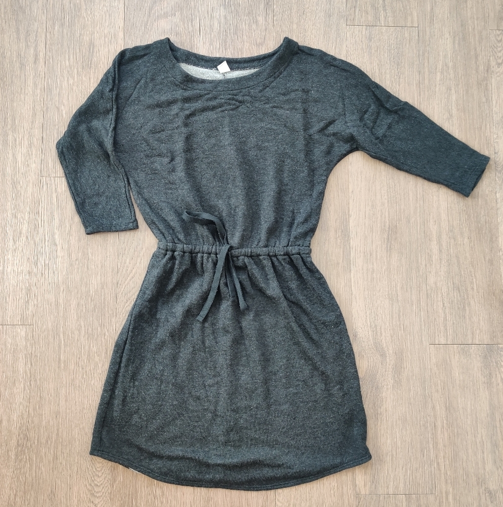 Old Navy Dark Gray Soft Terry Drawstring Waist Half Sleeve Mini Dress